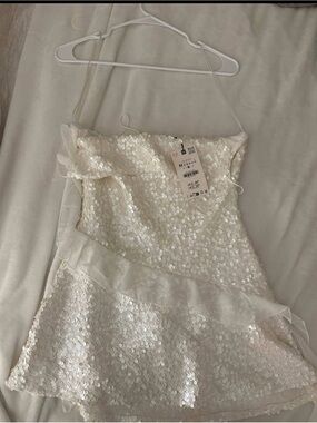 Zara White Sequin Mini Dress